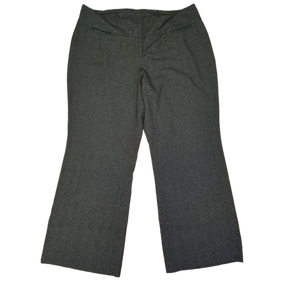 Lane Bryant Womens Micro Plaid Pants Brown Wide Leg Career Slacks Plus Size 20